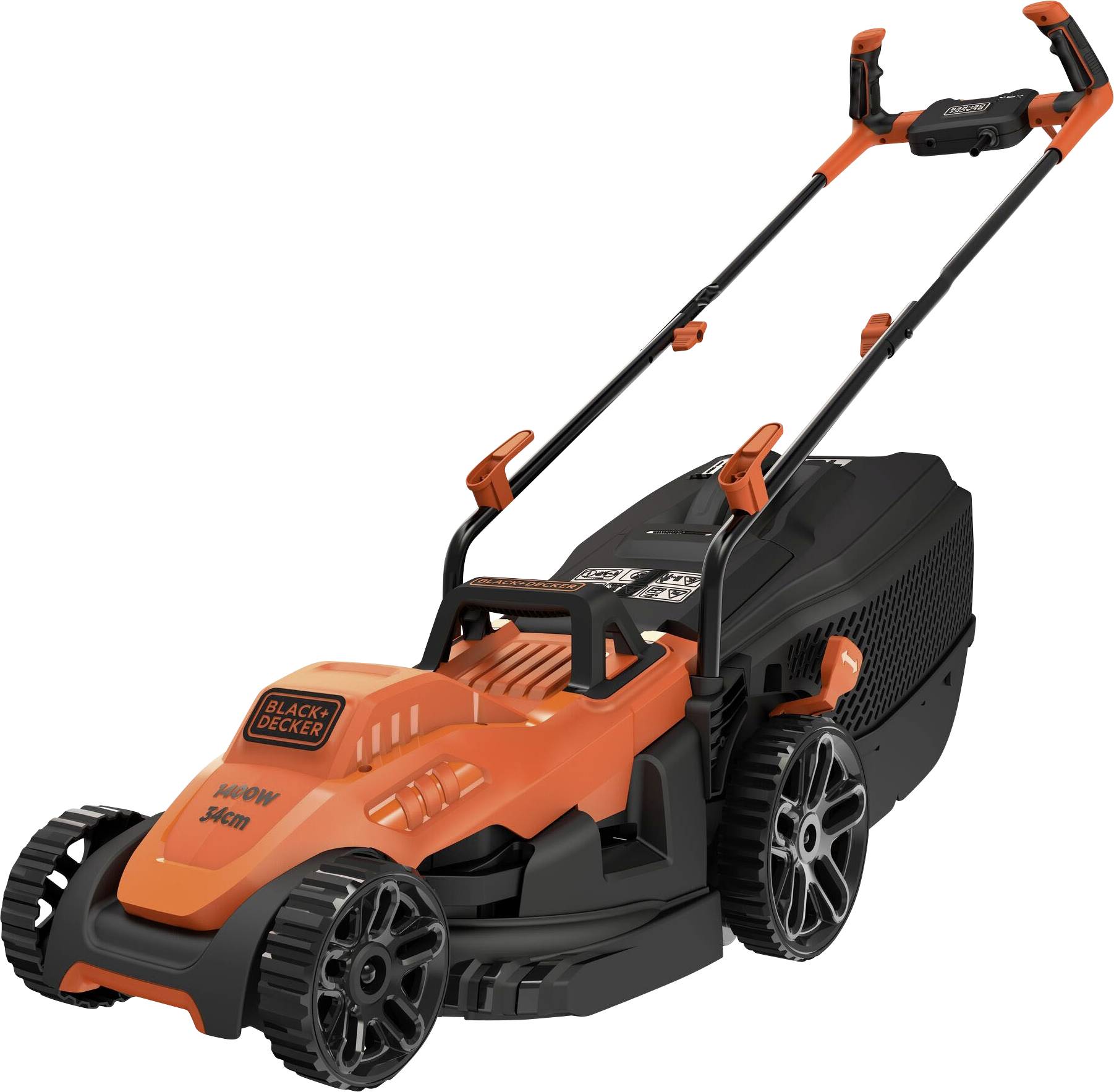 Black & Decker elektryczny Kosiarka z regulacją wysokości koszenia 1400 W Maksymalna szerokość cięcia 34 cm - obrazek 1
