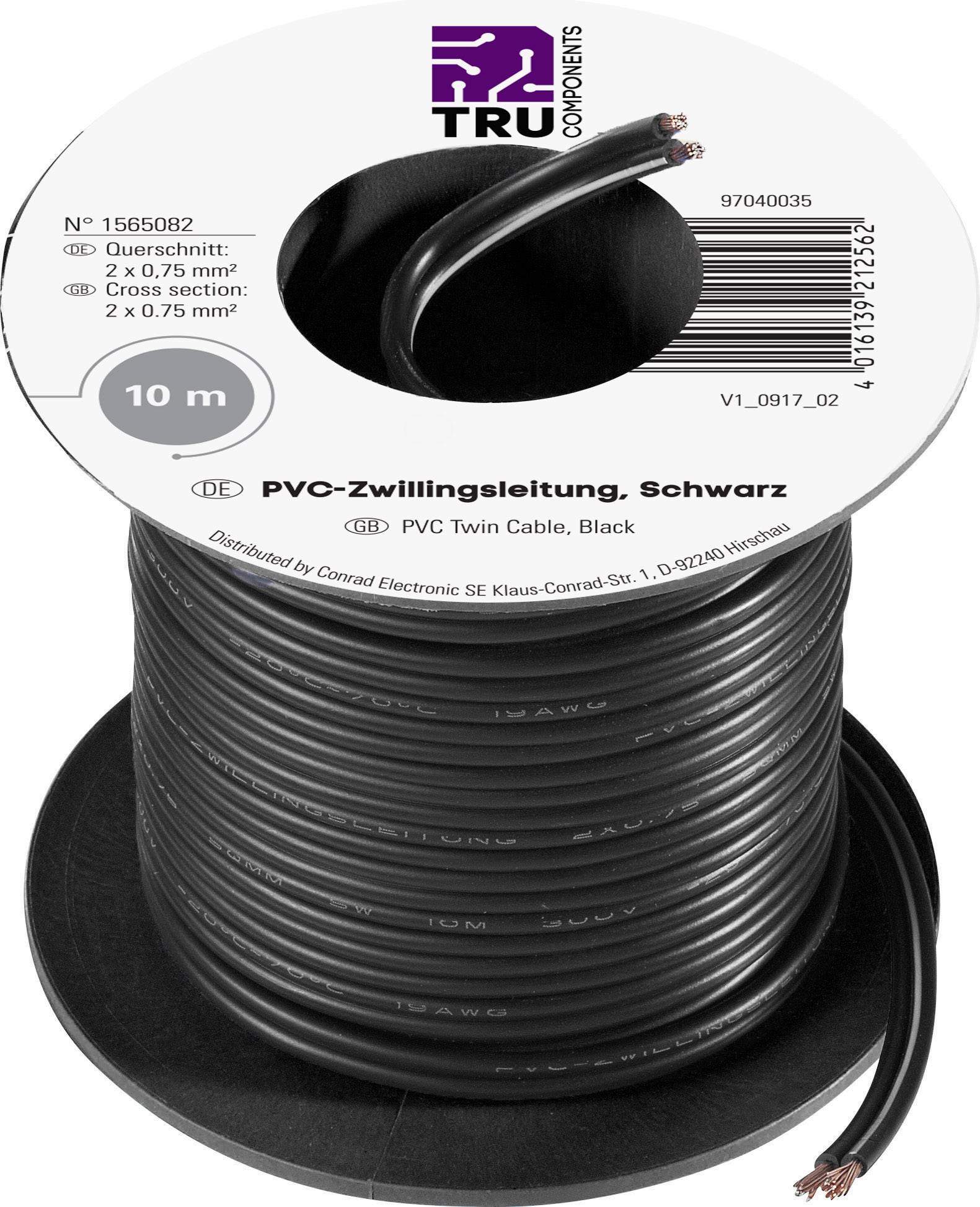 Kabel typu linka 2 x 0.75 mm², czarny 604848 10 m - obrazek 1