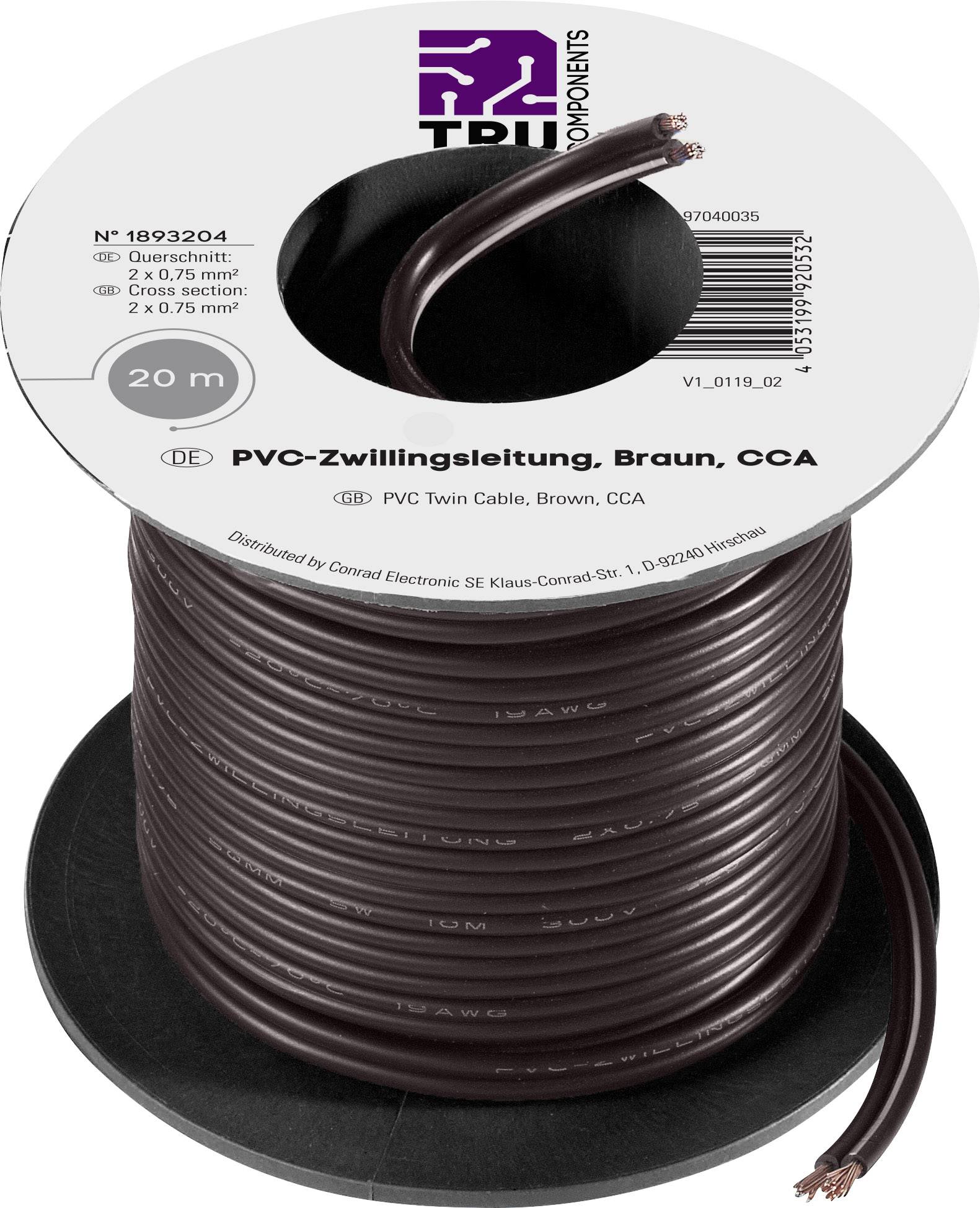 Kabel typu linka 2 x 0,75 mm², czarny 604884 20 m - obrazek 1