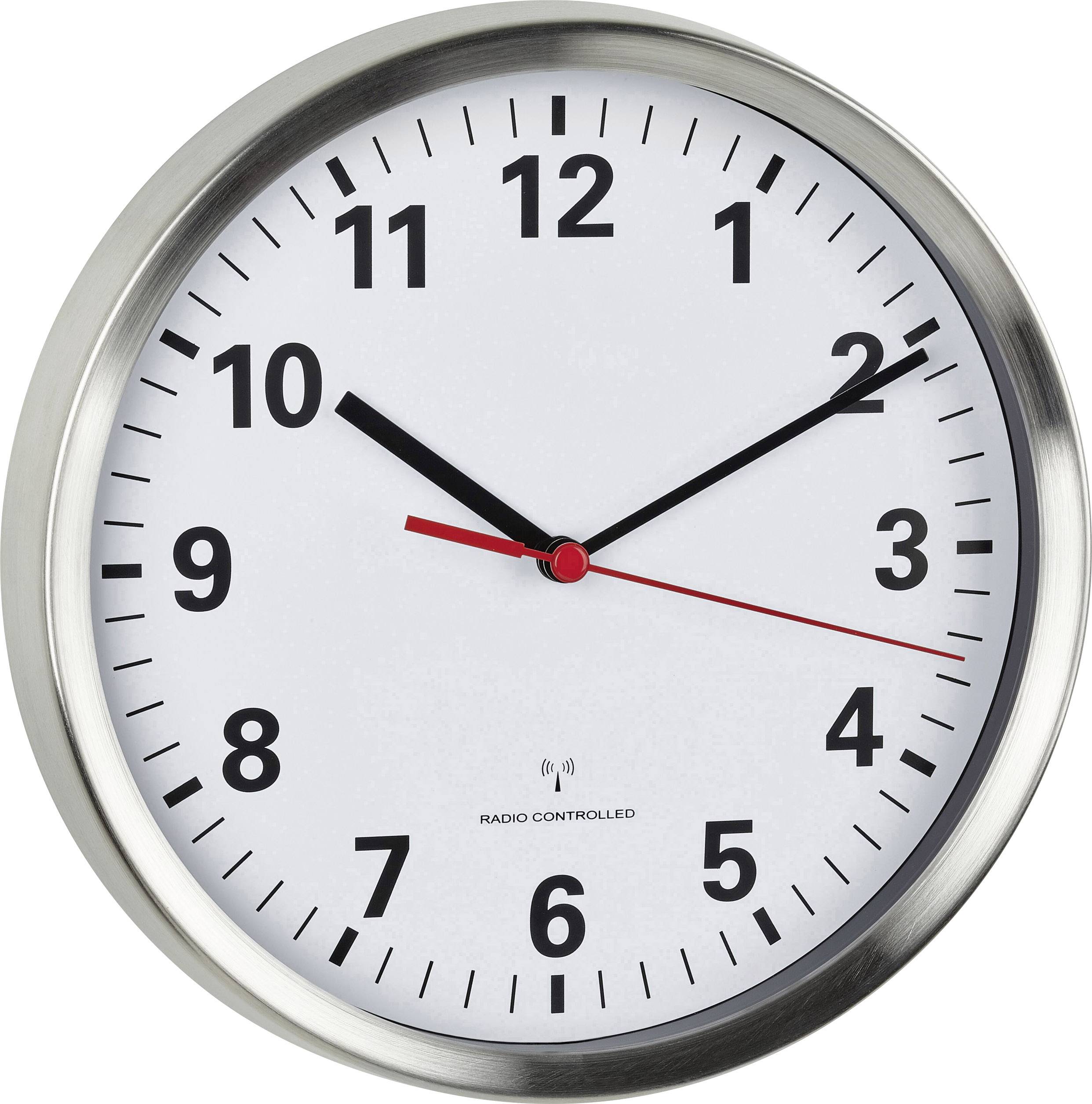 TFA Dostmann 60.3529.02 Sterowany radiowo Zegar ścienny 22 cm x 45 mm aluminiowy cicha praca mechanizmu, funkcja oszczęd - obrazek 1