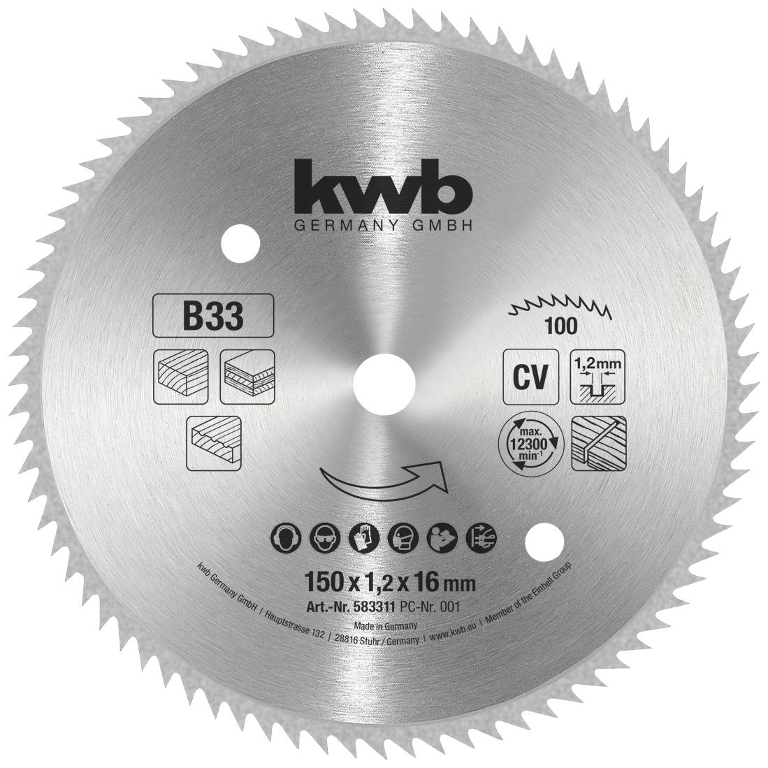 Tarcza tnąca kwb 150 x 16 mm 1 szt. - obrazek 1