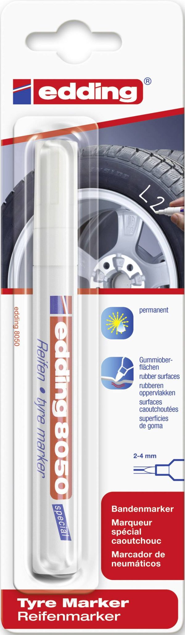 Edding 8050 4-8050049 Marker do opon biały 2 mm, 4 mm