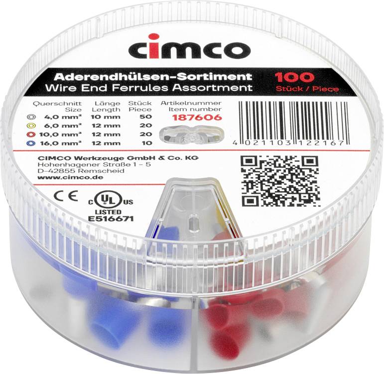 Cimco 187606 Zestaw końcówek rurkowych Aderendh.-Streudose, isol. FR DIN, z częściową izolacją , 1 zest. - obrazek 1