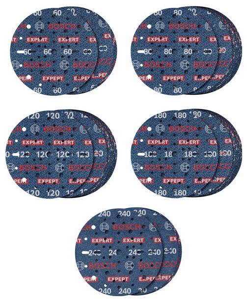Bosch Accessories 2608902470 Zestaw ściernic Średnica 150 mm Wielkość ziarna=60, 80, 120, 180, 240 1 szt.