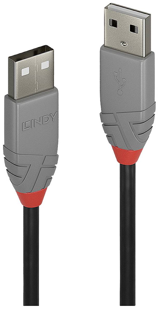 LINDY Kabel USB USB 2.0 Złącze męskie USB-A, Złącze męskie USB-A 5.00 m czarny styki pozłacane 36695 - obrazek 1