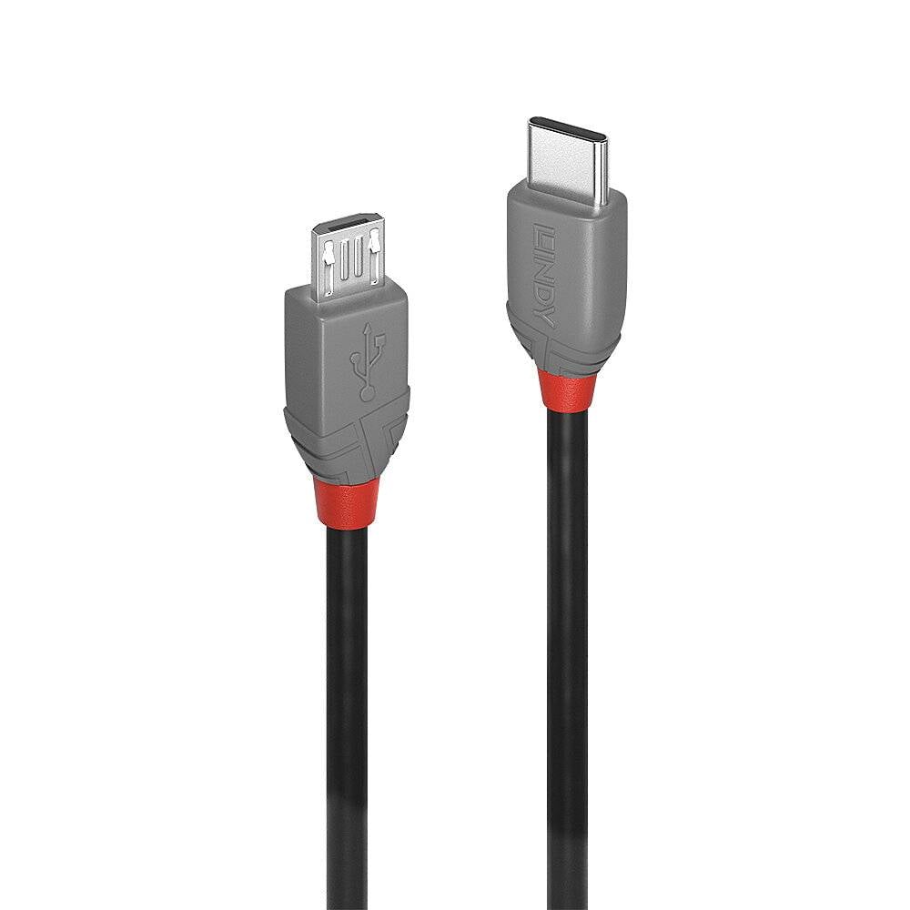 LINDY Kabel USB USB 2.0 Złącze męskie USB-C®, Złącze męskie USB Micro-B 3.00 m czarny 36893 - obrazek 1