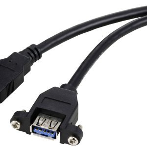 Renkforce Kabel USB USB 3.0 Złącze męskie USB-A, Złącze żeńskie USB-A 1.00 m czarny do instalacji, ze złączem śrubowym R Renkforce Kabel USB USB 3.0 Złącze męskie USB-A, Złącze żeńskie USB-A 1.00 m czarny do instalacji, ze złączem śrubowym R