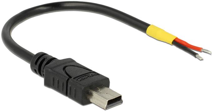 Delock Kabel USB USB 2.0 Złącze męskie USB Mini-B, otwarte końcówki kabla 0.10 m czarny 85251 - obrazek 1