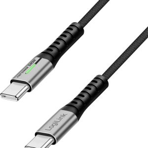LogiLink USB-C Kabel USB 3.2 Gen2x2 Złącze męskie USB-C® 2.00 m czarny z LED, 4K UHD, wtyczka po obu stronach CU0444 LogiLink USB-C Kabel USB 3.2 Gen2x2 Złącze męskie USB-C® 2.00 m czarny z LED, 4K UHD, wtyczka po obu stronach CU0444