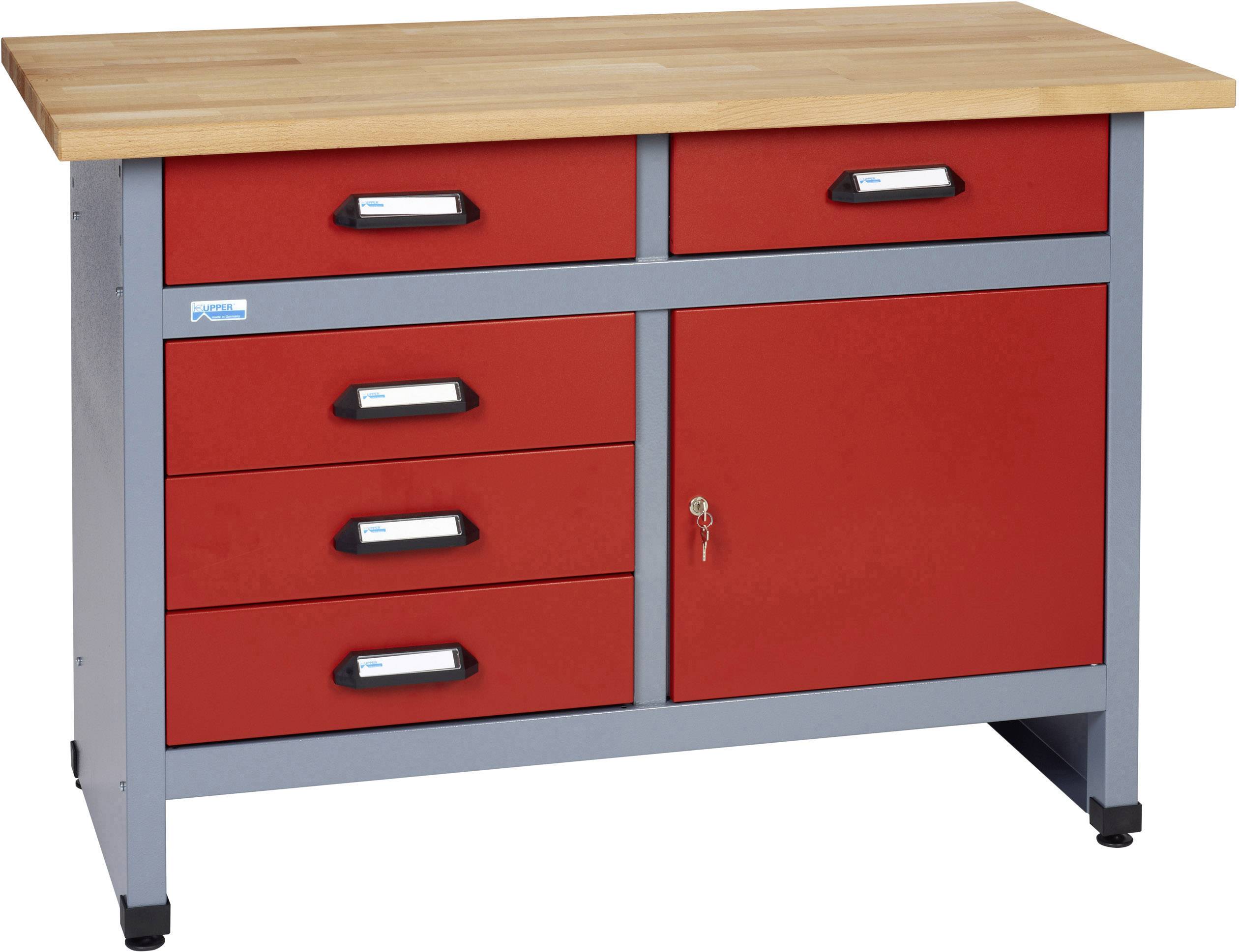 Küpper 12042 Moduł podstawowy stołu warsztatowego (S x W x G) 1200 x 840 x 600 mm czerwony, srebrny - obrazek 1