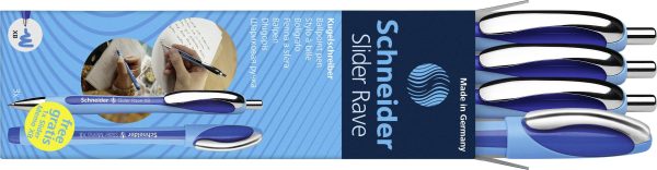 Schneider Schreibgeräte Box 3x Kugelschreiber Rave + 1x Memo blau 132574 Długopis 1 szt.