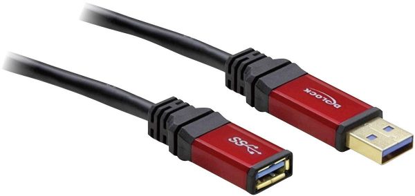 Delock Kabel USB USB 3.2 Gen1 Złącze męskie USB-A, Złącze żeńskie USB-A 5.00 m czerwony, czarny styki pozłacane , certyf