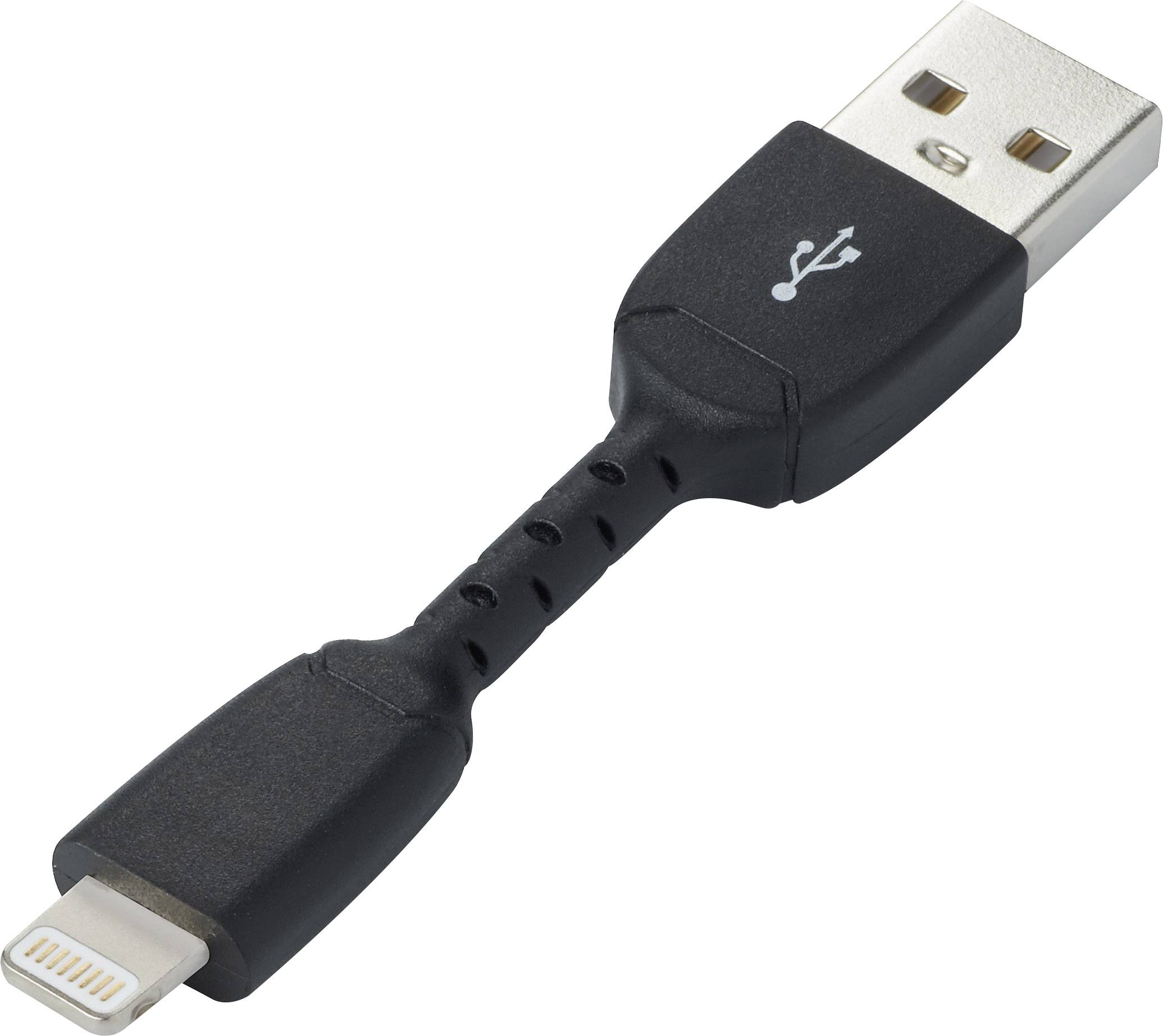 Renkforce Kabel USB USB 2.0 Złącze męskie USB-A, Złącze męskie Lightning 0.05 m czarny RF4260168 - obrazek 1