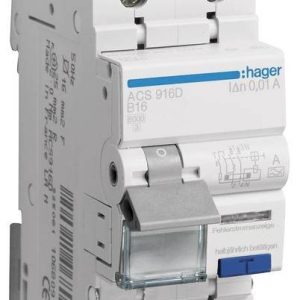 Wyłącznik różnicowoprądowy/automatyczny Hager ACS916D 2 styki 16 A 0.01 A 240 V Wyłącznik różnicowoprądowy/automatyczny Hager ACS916D 2 styki 16 A 0.01 A 240 V