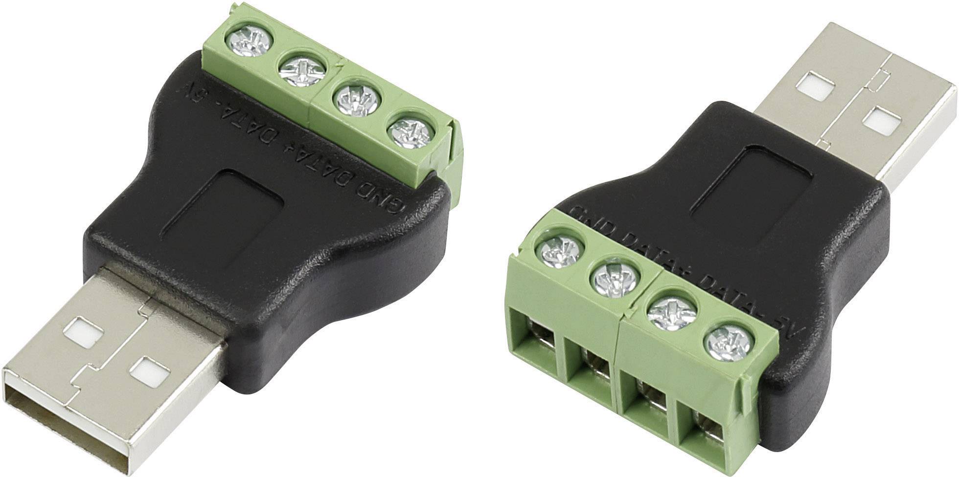 TRU COMPONENTS LT-USB4M Złącze wtykowe USB ze złączem śrubowym złącze męskie proste Wtyk USB typu A Zawartość: 1 szt. - obrazek 1