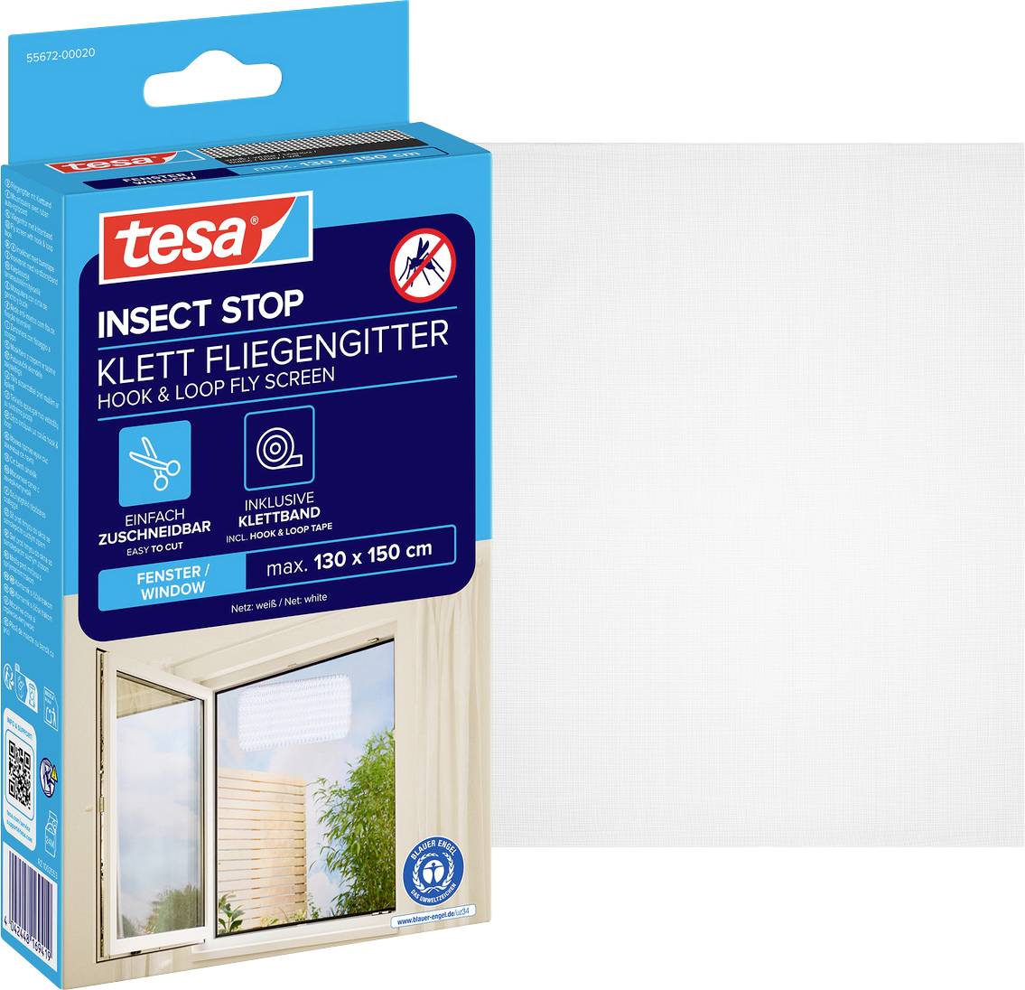 Moskitiera na okno Tesa Insect Stop Standard, 130 x 150 cm, biała - obrazek 1