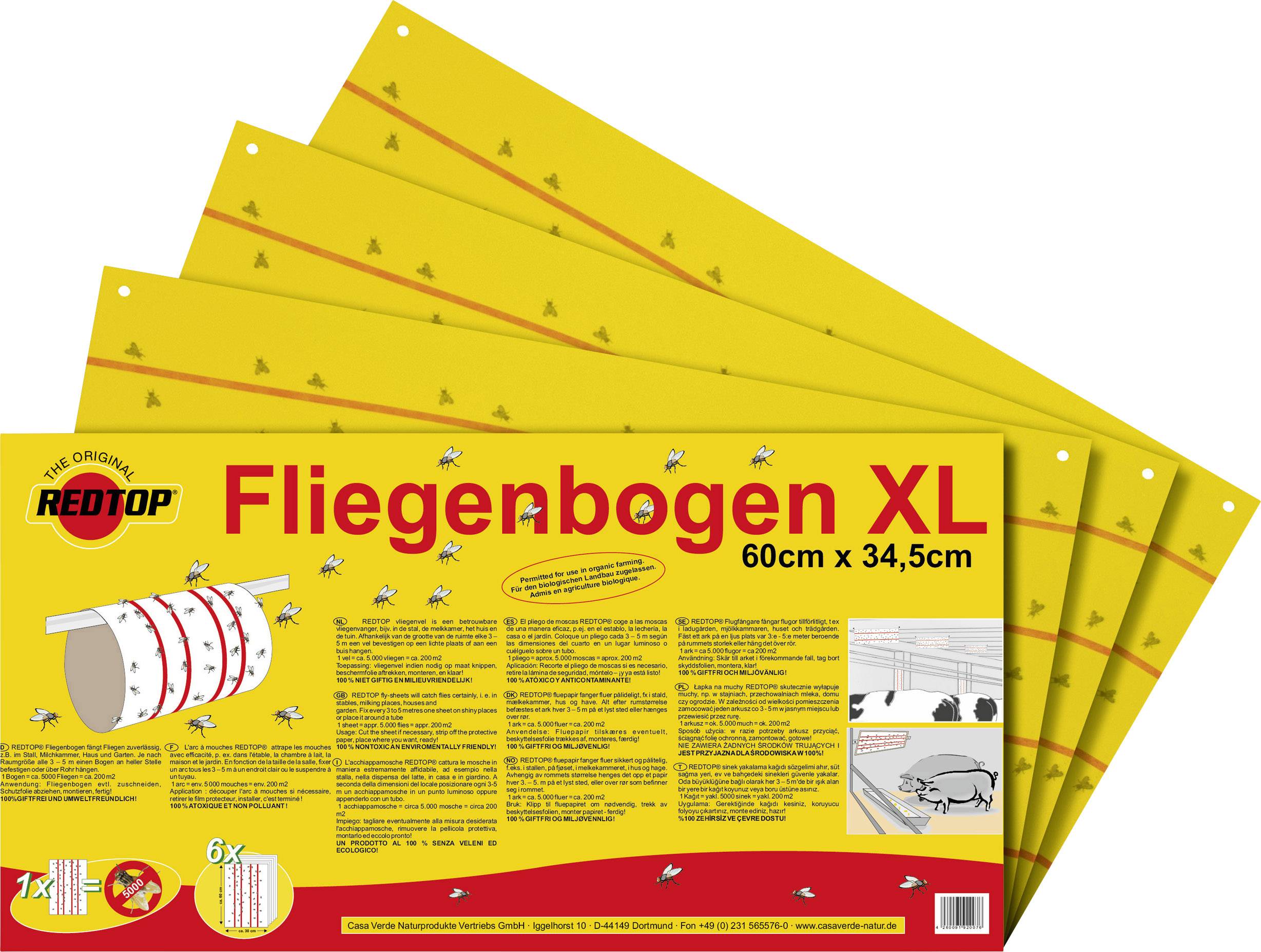 Redtop Fliegenbogen 31091 Pułapka na muchy folia samoprzylepna, wabienie (D x S) 600 mm x 345 mm żółty 6 szt. - obrazek 1