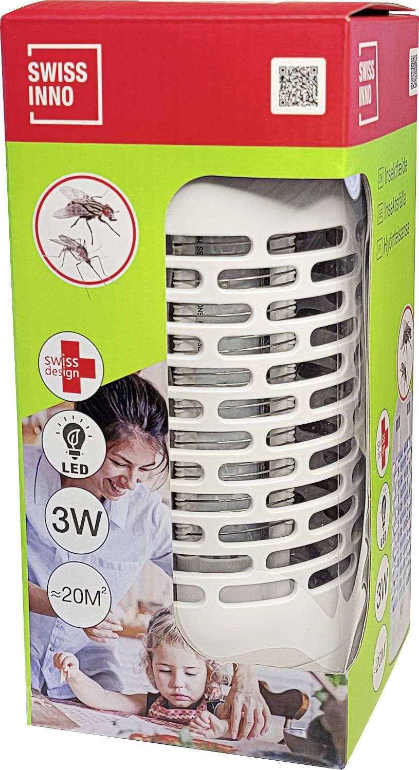 Swissinno 3W LED 1 254 001 Pułapka UV na komary światło LED, siatka elektryczna 3 W (Ø x W) 100 mm x 225 mm biały 1 szt. - obrazek 1