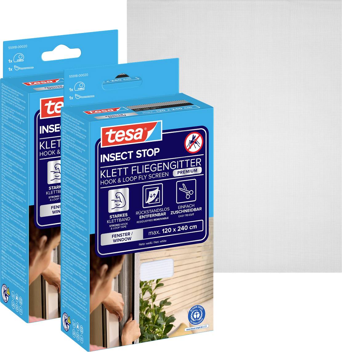 tesa COMFORT 55918-00500-01 Moskitiera (S x W) 120 cm x 240 cm antracytowy 2 szt. - obrazek 1