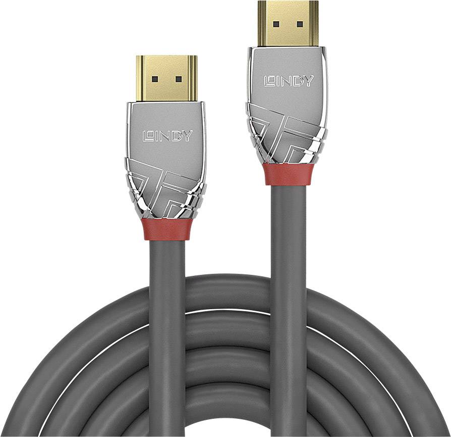 LINDY HDMI kabel Wtyczka HDMI-A, Wtyczka HDMI-A 10.00 m szary 37876 4K UHD Kabel HDMI - obrazek 1
