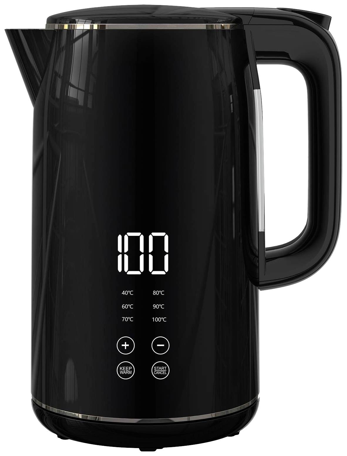 Kalorik TKG JK 2000 Czajnik bezprzewodowy, z wyświetlaczem czarny Pojemność: 1.7 l - obrazek 1