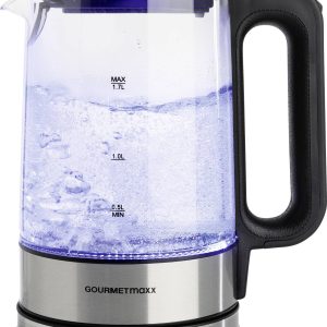 GourmetMaxx GOURMETmaxx Glas-Wasserkocher LED 1,7l 2200W Edelstahl/schwarz kabellos Czajnik przewodowy czarny/stal szlac GourmetMaxx GOURMETmaxx Glas-Wasserkocher LED 1,7l 2200W Edelstahl/schwarz kabellos Czajnik przewodowy czarny/stal szlac