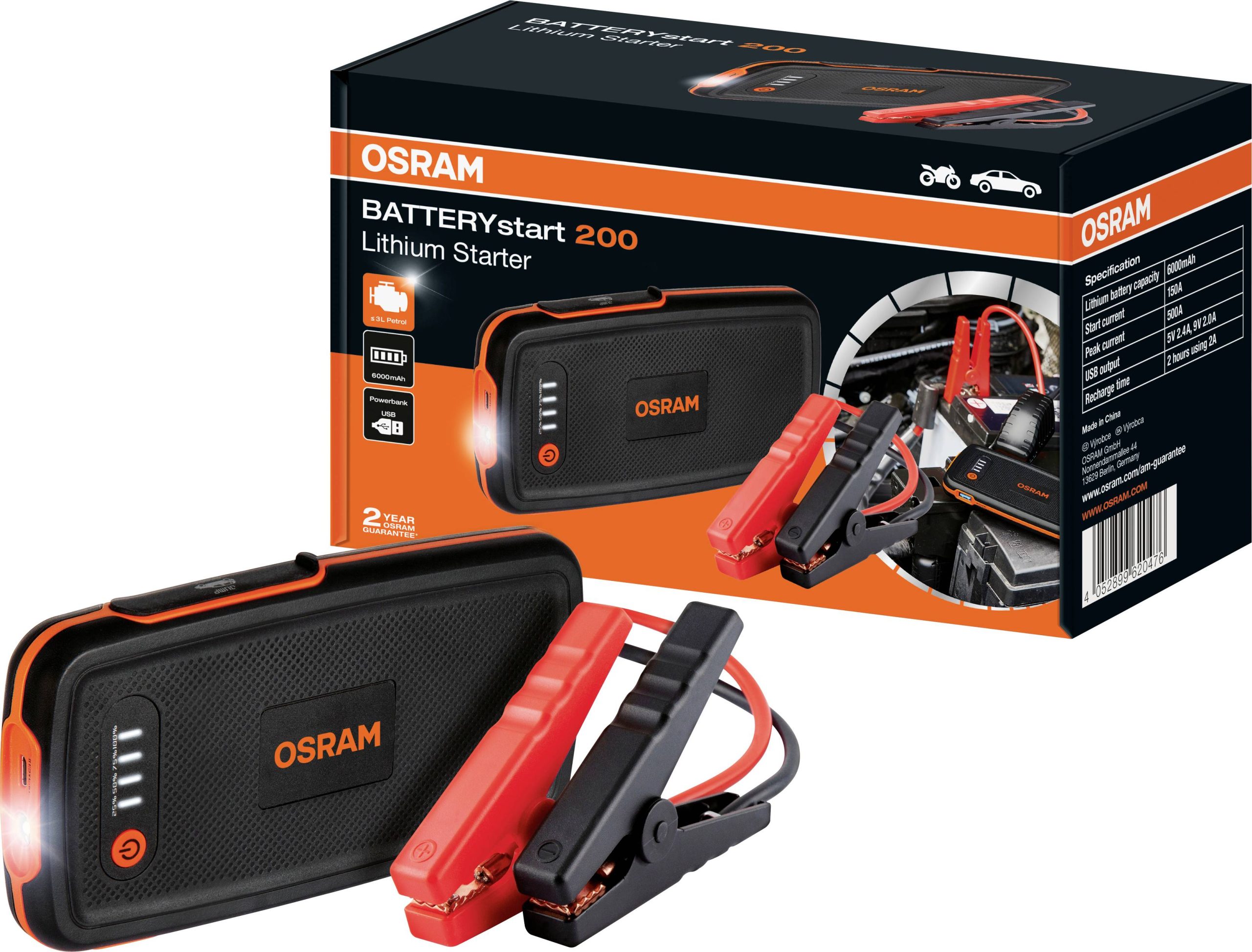 Urządzenie rozruchowe Osram Automotive BATTERYstart 200, 150 A, 6 Ah - obrazek 1