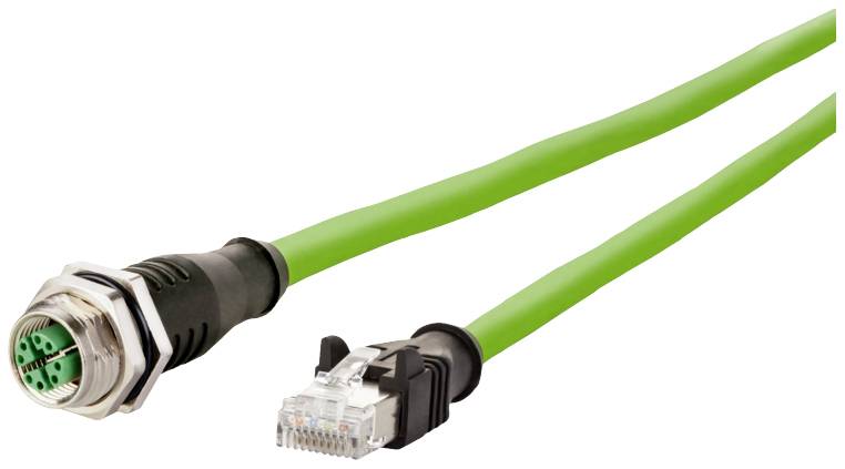 kabel LAN Metz Connect 142M2X25050, 1 szt., M12, CAT 6a, S/FTP, 5.00 m, zielony - obrazek 1
