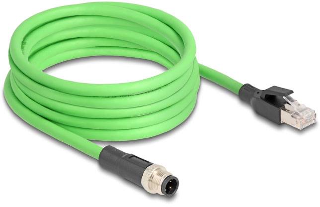 kabel LAN Delock 80426, 1 szt., RJ45, M12, Kabel, SF/UTP, 1.00 m, zielony - obrazek 1