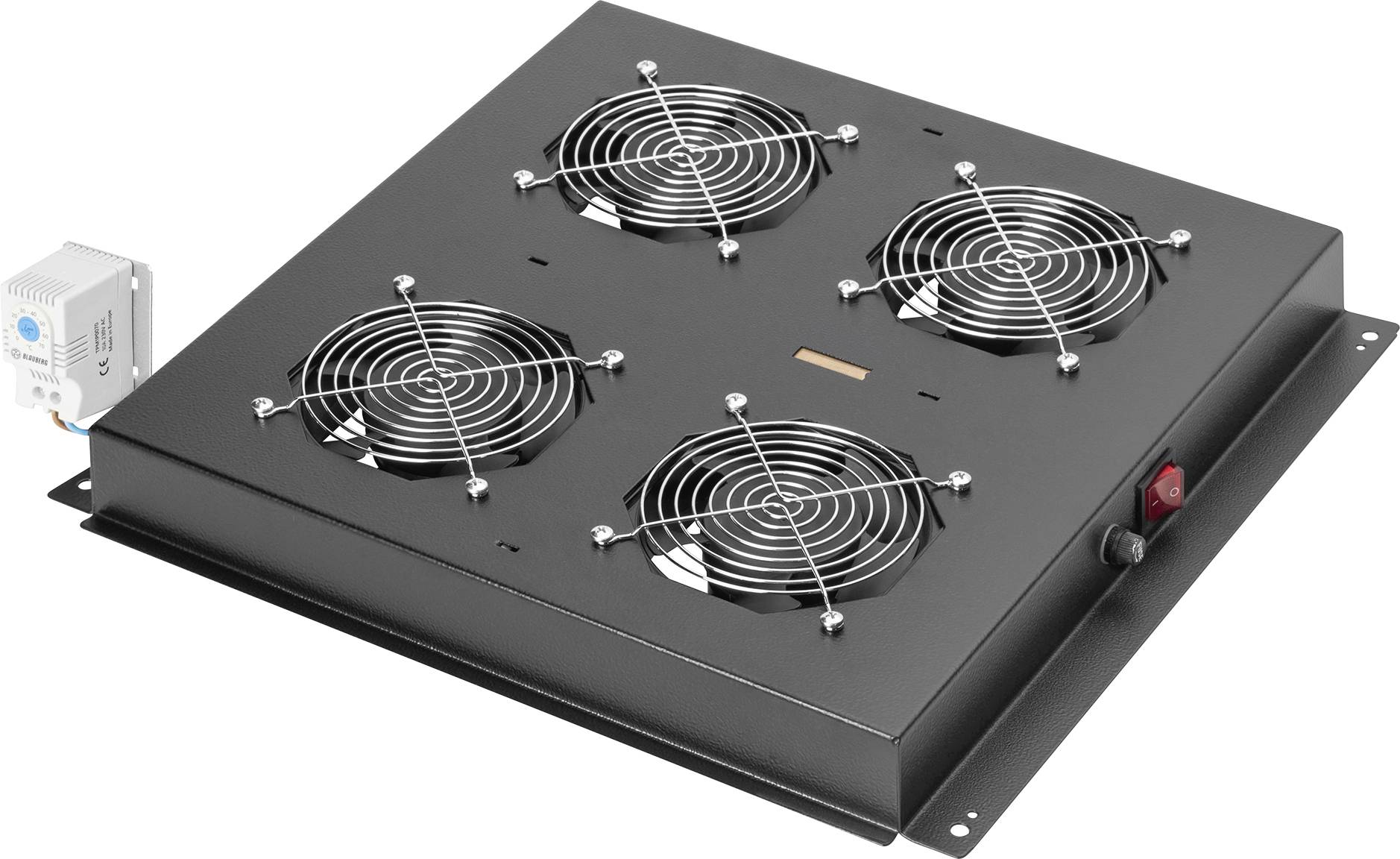 Digitus DN-19 FAN-4-B-N 19 cal 4 x Wentylator do szafy serwerowej 1 U zabudowana na stałe, z przełącznikiem Pasuje do gł - obrazek 1