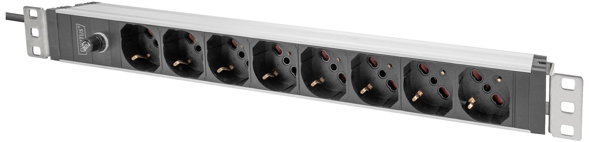 Digitus DN-95410-IT 19 cal Listwa złączy wtykowych do szafy serwerowej 1 U Złącze żeńskie uziemione profil aluminiowy, z - obrazek 1