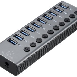 Renkforce RF-6027504 USB-Hub 10 Portów USB-A USB 3.1 Gen2 10 GBit/s indywidualne wyłączanie, aluminiowa obudowa srebrny Renkforce RF-6027504 USB-Hub 10 Portów USB-A USB 3.1 Gen2 10 GBit/s indywidualne wyłączanie, aluminiowa obudowa srebrny