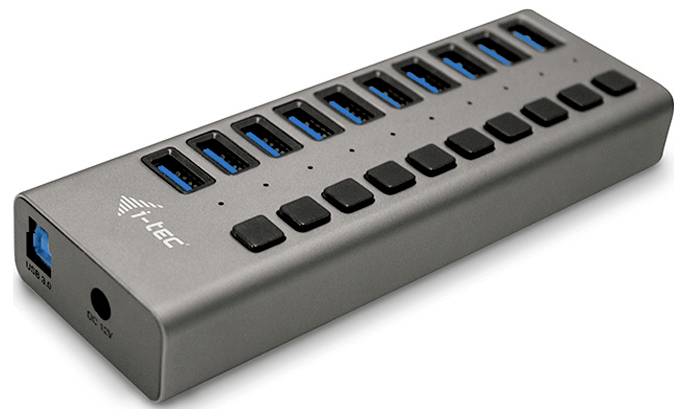 i-tec U3CHARGEHUB10 USB-Hub 10 Portów USB-A USB 3.0 5 GBit/s szary I-TEC USB 3.0 Charging HUB 10 Port - obrazek 1
