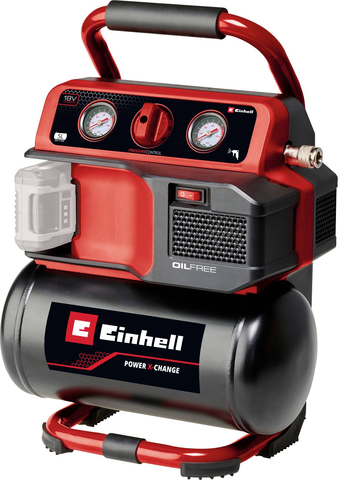 Einhell 4020410 Sprężarka akumulatorowa TE-AC 18/75 Li OF-Solo 8 bar Bez baterii, z manometrem analogowym, 1 cylindrowy - obrazek 1