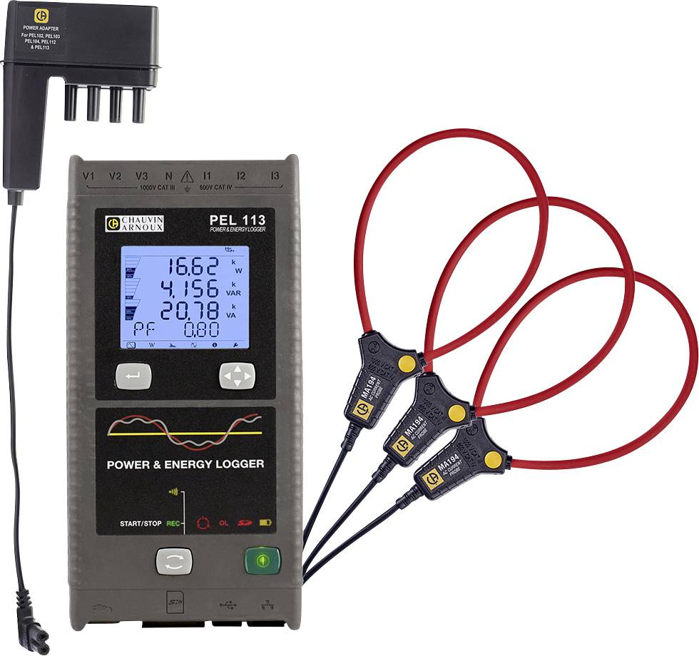 Analizator sieci Chauvin Arnoux PEL 113 Set P01300003 zaw. cegi , z funkcją rejestratora, Pomiary zużycia energii, Anali - obrazek 1