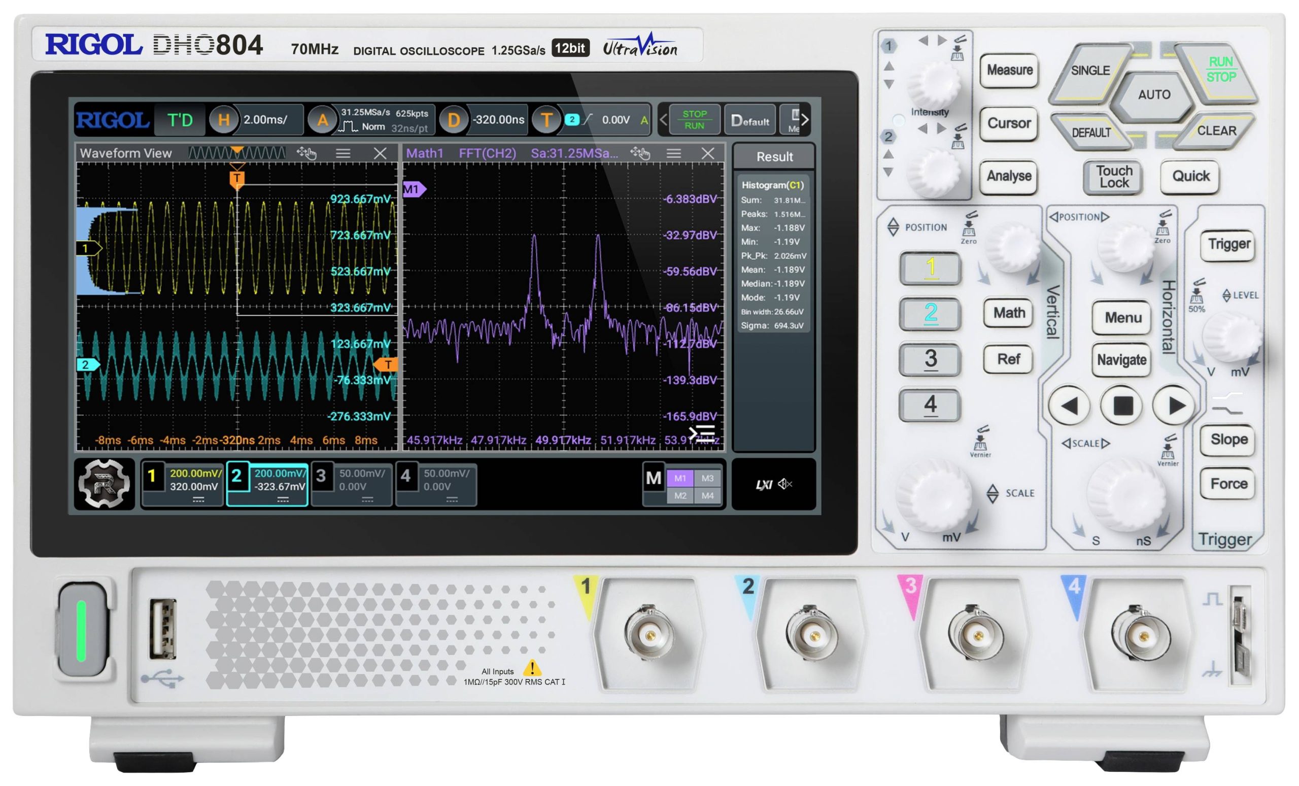 Oscyloskop cyfrowy Rigol DHO804 70 MHz 1.25 GSa/s - obrazek 1