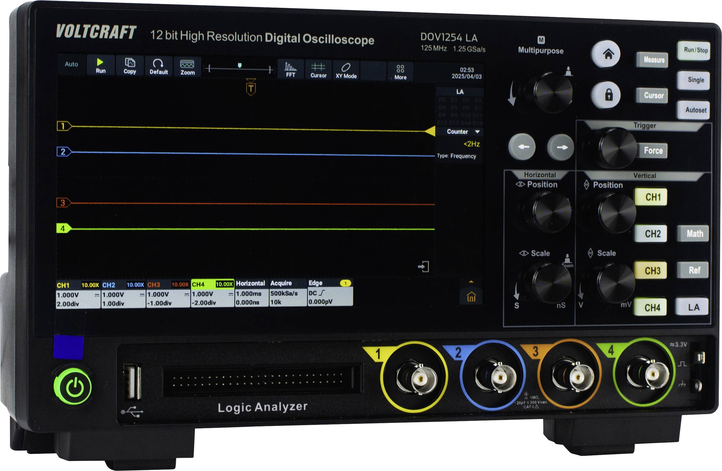 Oscyloskop cyfrowy VOLTCRAFT DOV1254 LA 125 MHz 1.25 GSa/s - obrazek 1