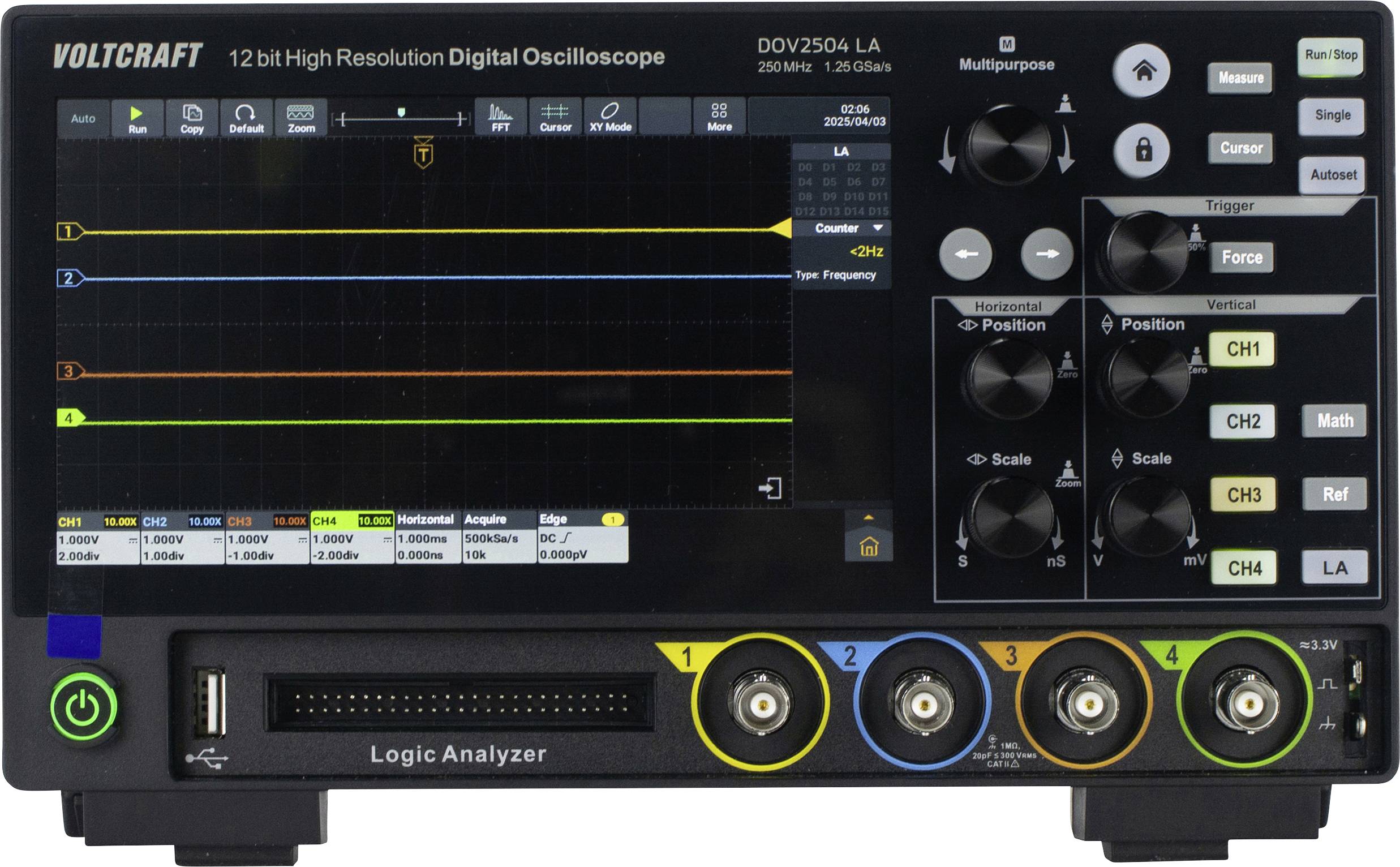 Oscyloskop cyfrowy VOLTCRAFT DOV2504 LA 250 MHz 1.25 GSa/s - obrazek 1