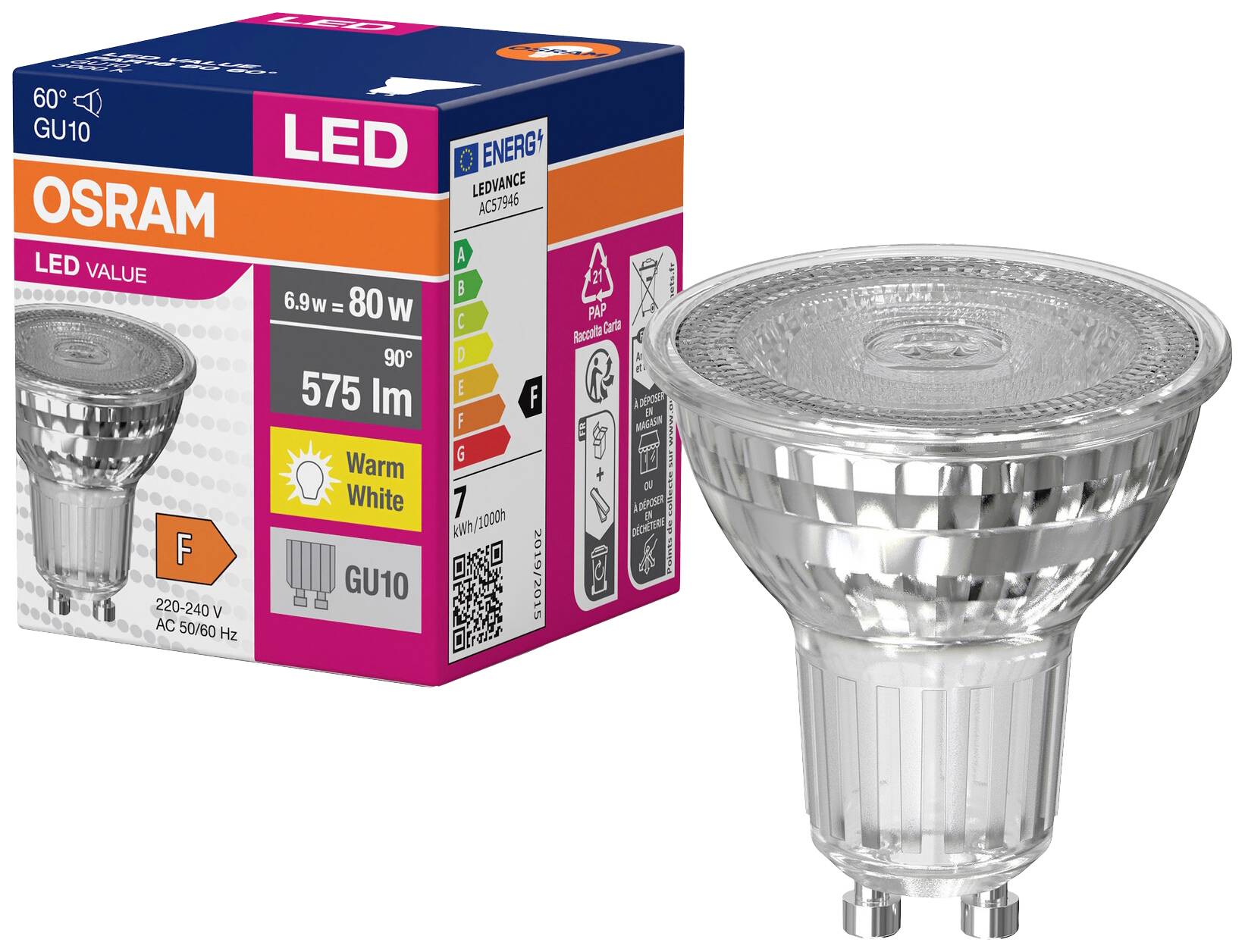 Żarówka LED OSRAM HOMELIGHTING 4058075096769 GU10 6.9 W = 80 W ciepła biel 1 szt. - obrazek 1
