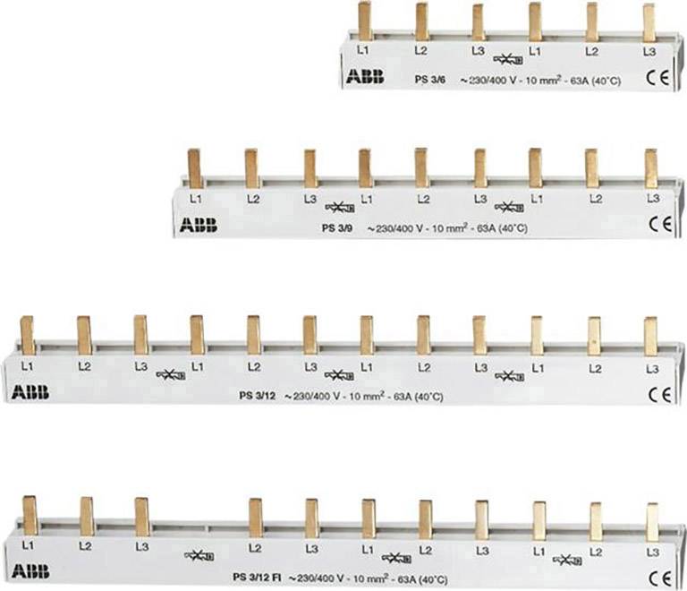 ABB 2CDL231001R1009 ABB PS3/9 1 szt. Szyna zbiorcza 158mm Szyna fazowa Ilość rzędów 3 szary 3 styki 10 mm² 1 szt. - obrazek 1
