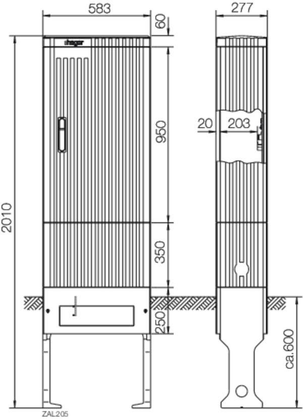 Hager ZAL205 Kolumna dystrybucyjna Hager ZAL205 pusta 2010x583x277mm Kolumna dystrybucyjna szary (ral 7035) 1 szt. - obrazek 1