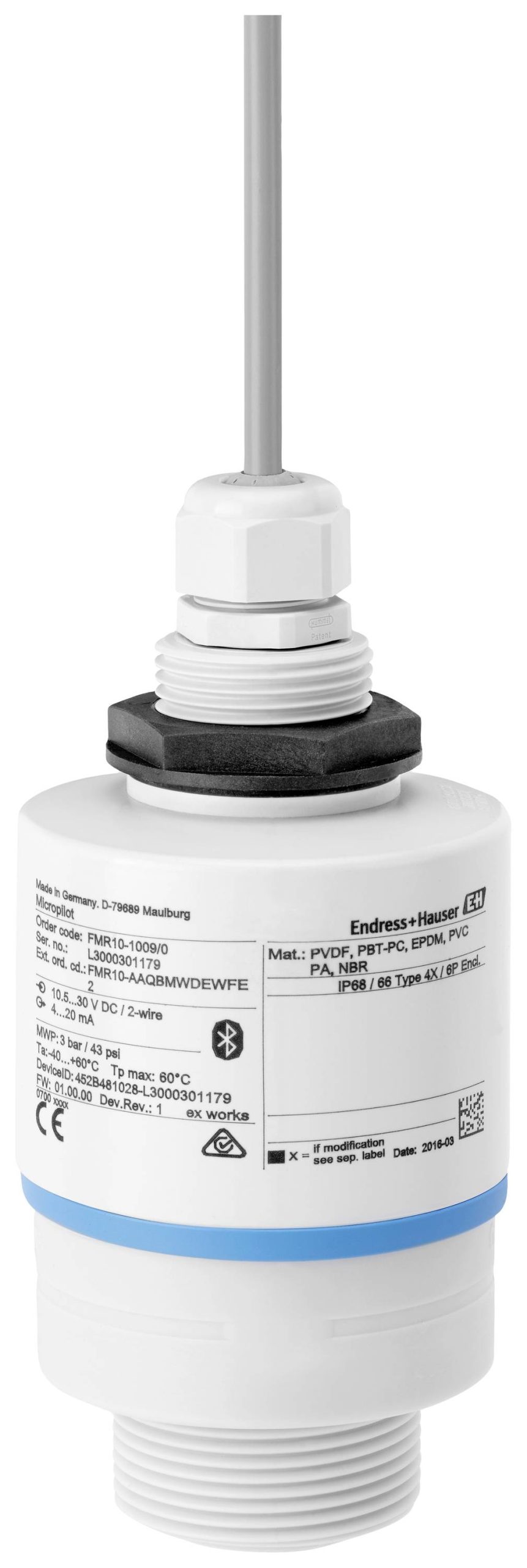 Radarowy czujnik poziomu Endress+Hauser FMR10-AAQBMWDEWFE2, 10.5 - 30 V/DC, 8 m (max), 1 szt. - obrazek 1