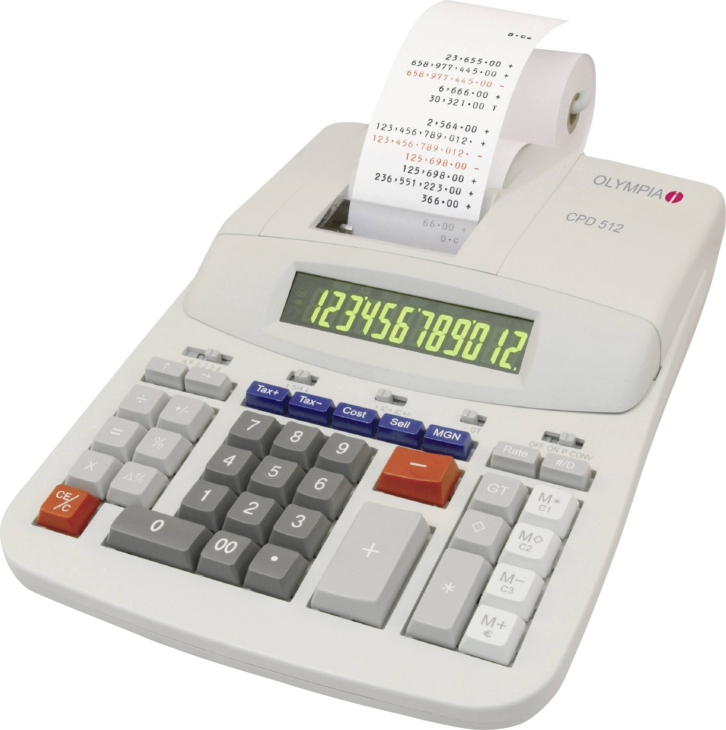 Olympia CPD 512 ER Kalkulator stacjonarny drukujący beżowy Wyświetlacz: 12 z sieci elektrycznej (D x S x W) 295 x 210 x - obrazek 1