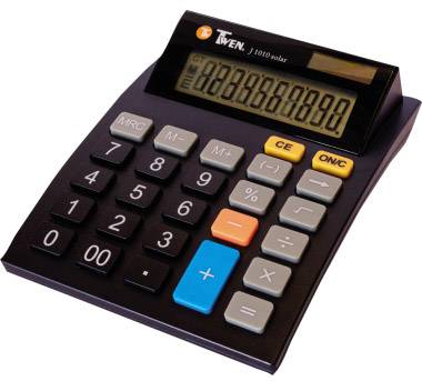 Twen J 1010 Kalkulator stołowy czarny Wyświetlacz: 10 energią słoneczną, bateryjne (S x W x G) 112 x 40 x 141 mm - obrazek 1