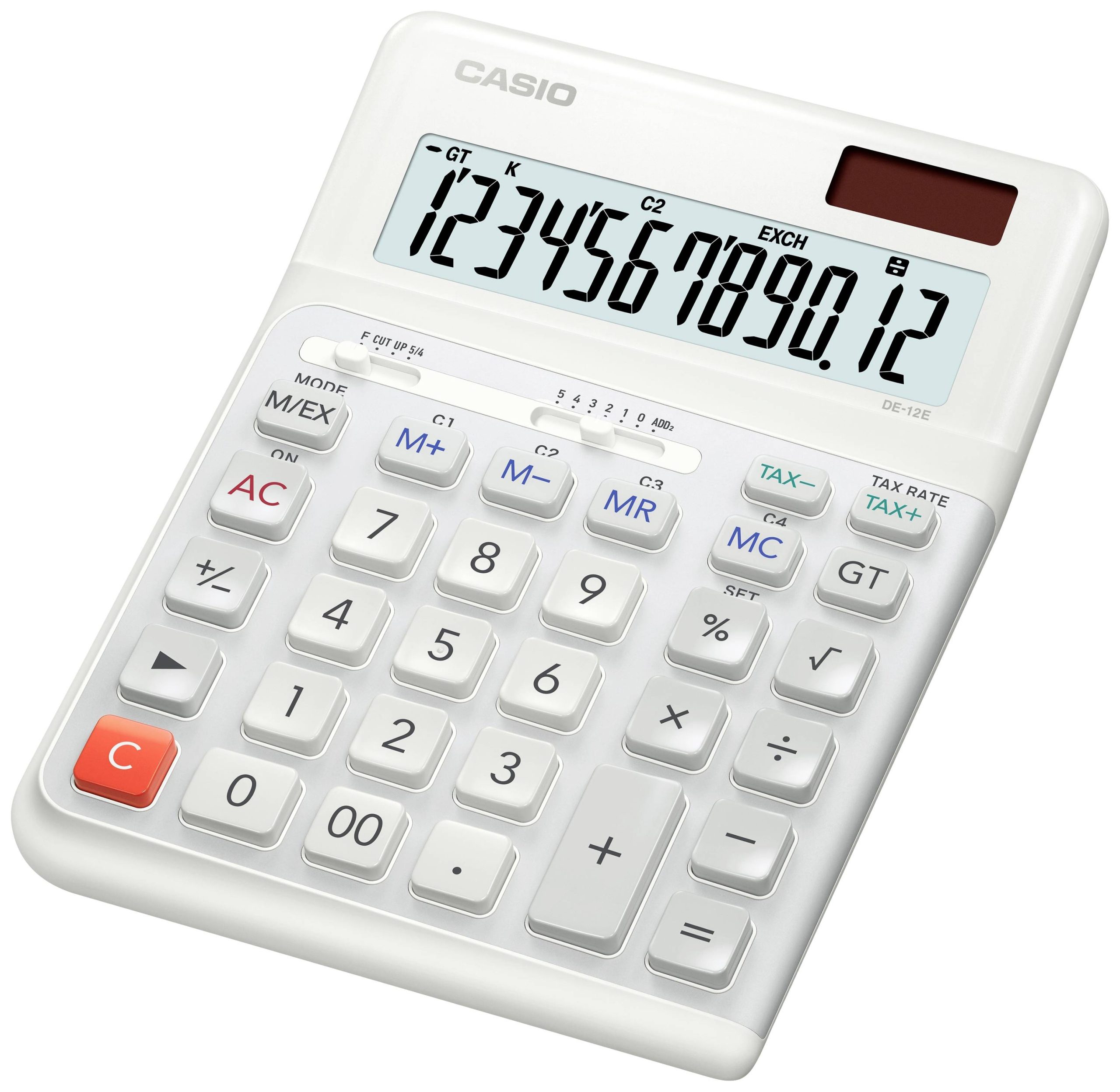 Casio DE-12E-WE Kalkulator stołowy biały Wyświetlacz: 12 bateryjne, energią słoneczną (S x W x G) 140 x 188 x 35 mm - obrazek 1