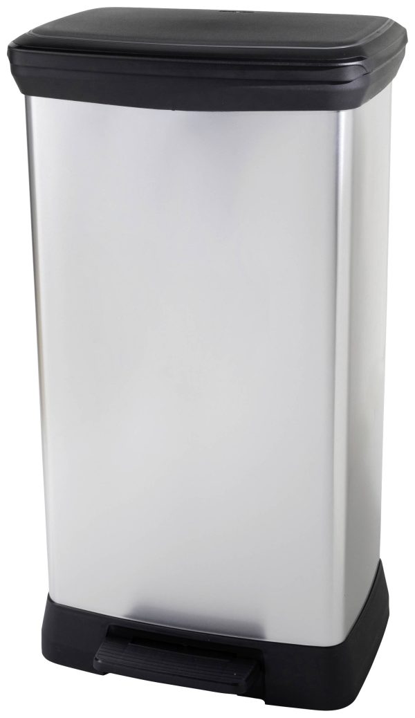 Curver Deco bin metalics 254620 Kosz na śmieci 46 l (S x W x G) 407 x 749 x 307 mm srebrny, czarny 1 szt.
