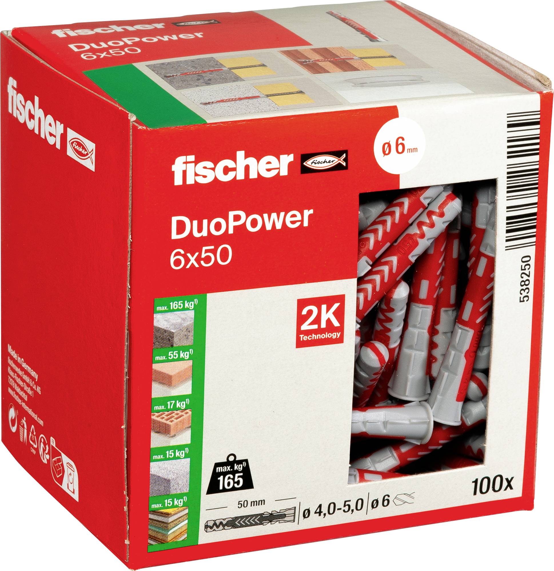Fischer 538250 DUOPOWER 6x50 LD Kołek 2-komponentowy 50 mm 6 mm 100 szt. - obrazek 1