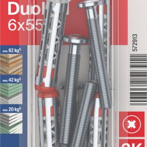 Fischer 572913 DuoHM 6×55 S PH PZ Kotwa do pustaków ściennych 55 mm 4 szt. Fischer 572913 DuoHM 6×55 S PH PZ Kotwa do pustaków ściennych 55 mm 4 szt.