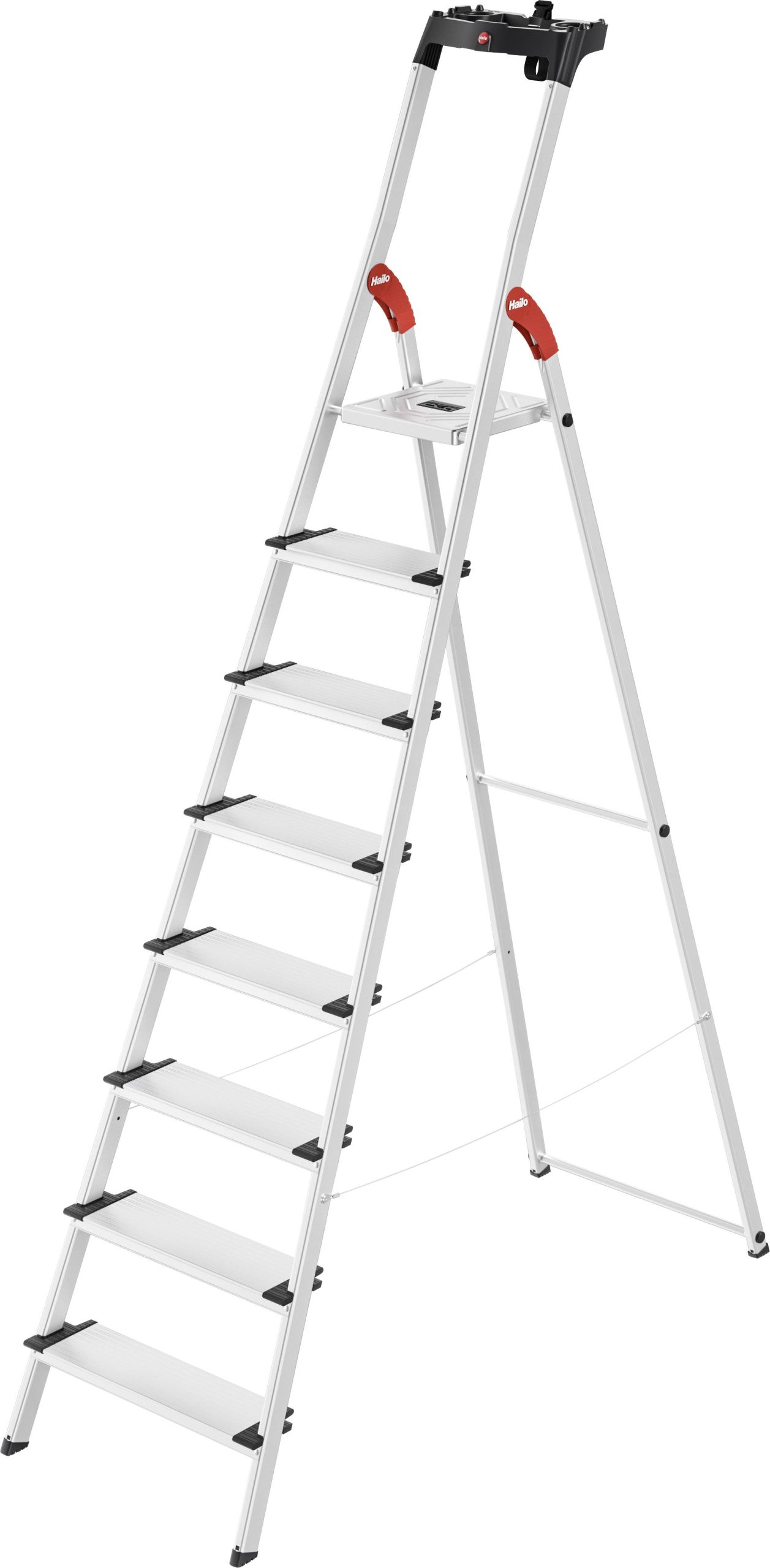 Hailo L80 ComfortLine 8040-807 aluminium Drabina składana ze stopniem zaw. wkładkę na narzędzia Maksymalna wysokość robo - obrazek 1