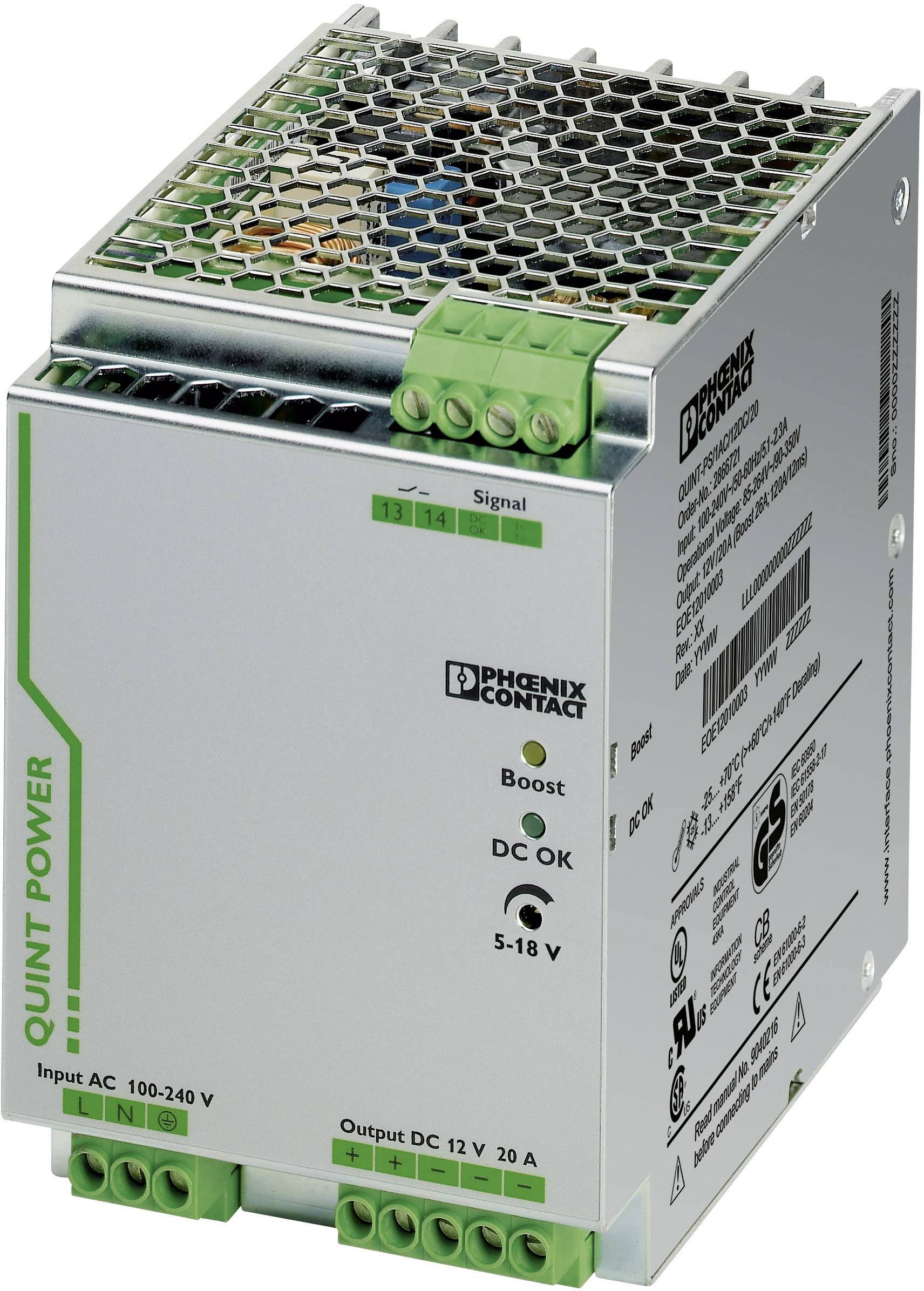 Phoenix Contact 2866721 Zasilacz na szynę DIN 12 V/DC 20 A 240 W Ilość wyjść:1 x Opis 1 szt. - obrazek 1